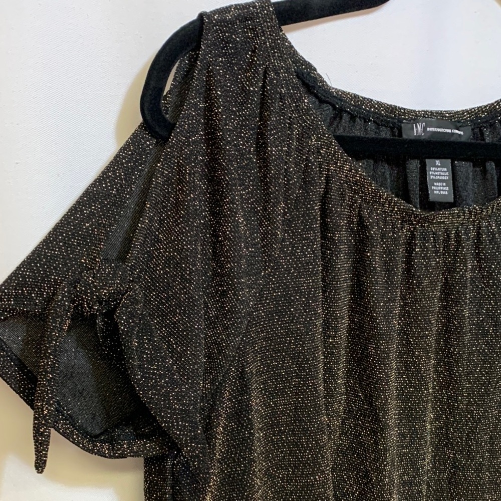 INC International Concepts Black Short Sleeve Blouse - Picture 3 of 5